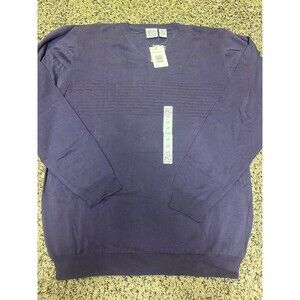 Field Gear V-Neck Sweater Purple LT ‎ w/Chest Stripe Long Sleeve Pullover